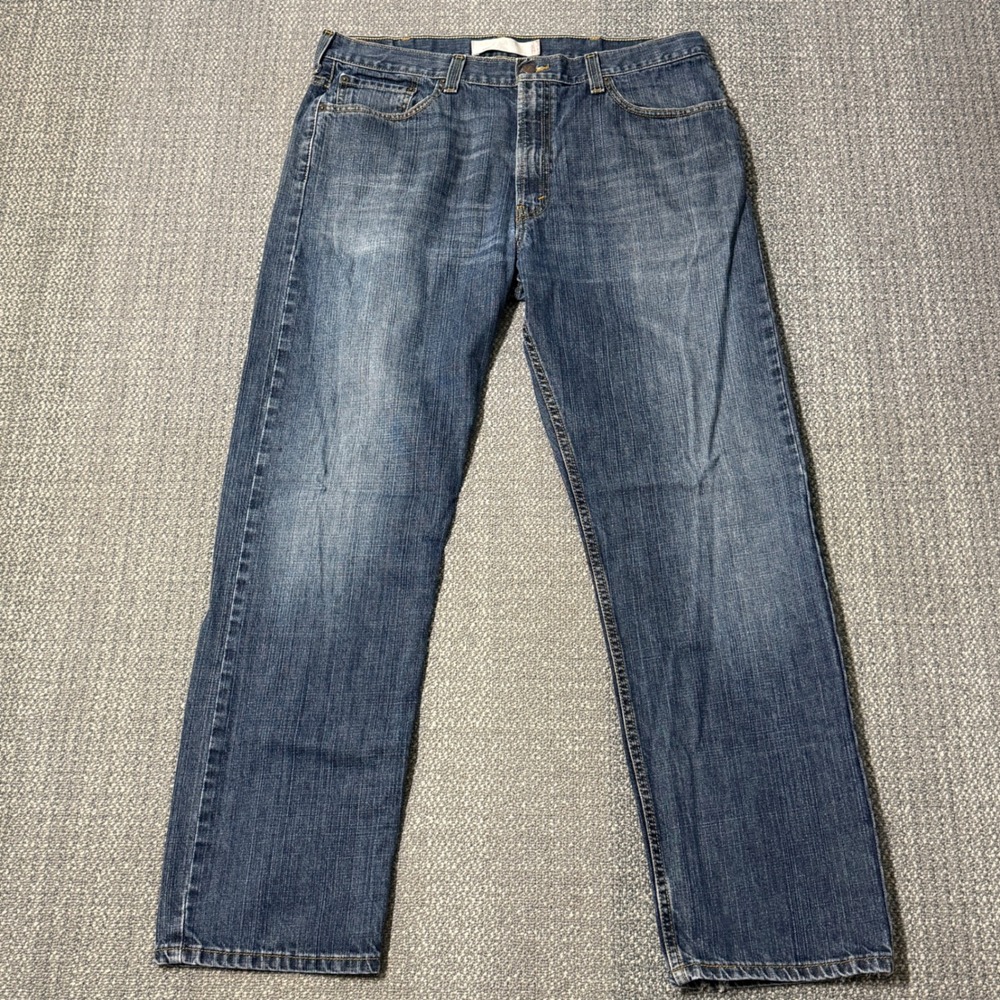 Levi's 505 Jeans Mens 38x32 Straight Leg Blue Whiskered Fade Distressed Y2K